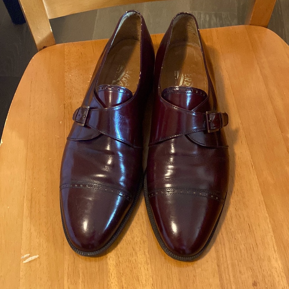 Salvatore Ferragamo Single buckle monk shoes. These are head turning shoes.